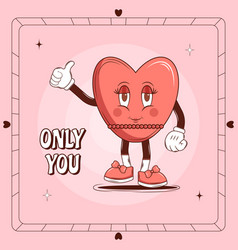 Retro Lovely Cartoon Heart Poster Cute Groovy