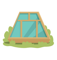 Big Window House Icon Cartoon Camping Glamping