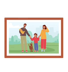 Happy Family Photo In Frame With Children Parents