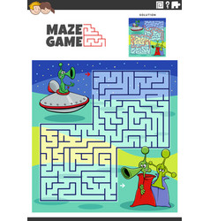 Maze Game Activity With Cartoon Alien Characters