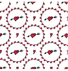 Seamless Pattern With Red Hearts On White