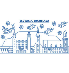 Slovakia Bratislava Winter City Skyline Merry