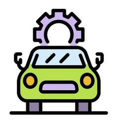 Car With Gear Above It Icon Color Outline