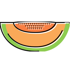 Green Melon Seeds Slice Cantaloupe Color Icon