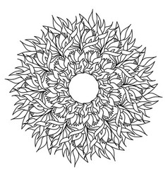 Magnolia Contour Mandala Zen Coloring Page