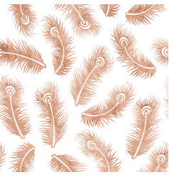 Peacock Feather Seamless Pattern In Rose Gold