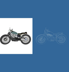 Retro Tracker Classic Motorcycle Wireframe