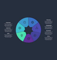 Circle Dark Infographic With 7 Elements Template