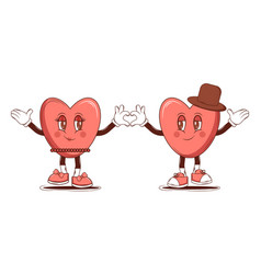 Couple In Love Characters Hearts Groovy Retro