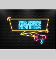 Neon Icon Yellow Megaphone With Your Opinion