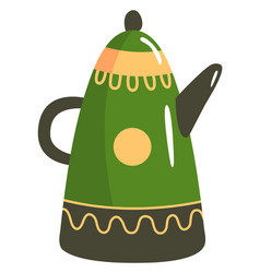 Ceramic Teapot Cartoon Icon Green Kitchen Kettle