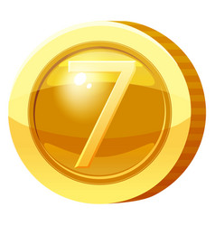 Gold Medal Coin Number 7 Symbol Golden Token