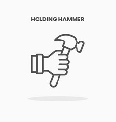 Holding Hammer Icon Line