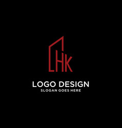 Hk Initial Monogram With Building Logo Design