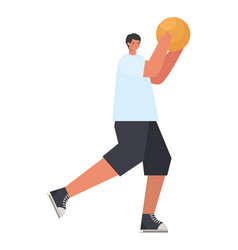 Man Playing Basketball On A White Background