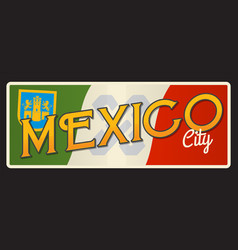 Mexico City Vintage Travel Plate Or Sticker