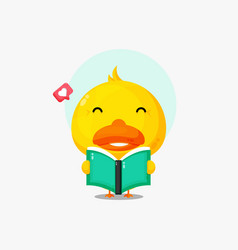 Cute Duck Character Reading Book Icon