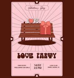 Groovy Invitation For Love Party Cute Cartoon