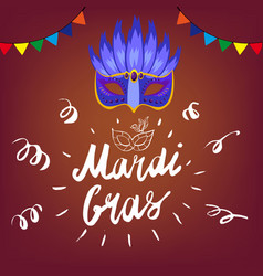 Mardi Gras Hand Drawn Lettering And Mask