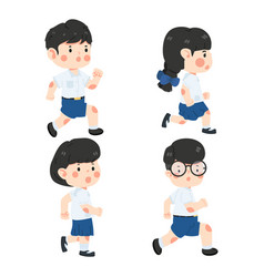 Kids Running To School Cartoon