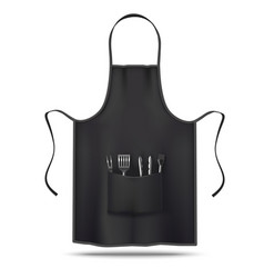 Black Apron Mockup With Grill Utensils