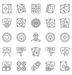 Poker Outline Icons Set - Texas Holdem