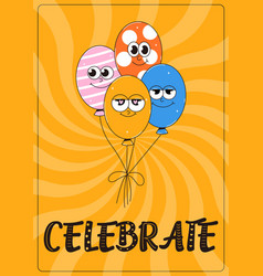 Happy Birthday Poster In Retro Groovy Style