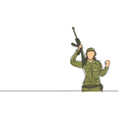 Single Continuous Line Drawing Female Soldier