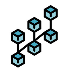 Blocks Chain Network Icon Flat