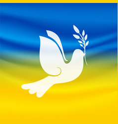 Flag Of Ukraine With Dove Peace Bird