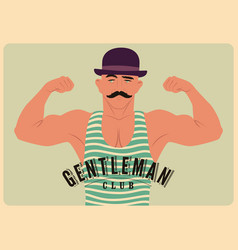 Gentleman Club Vintage Poster With Strong Man