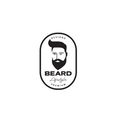 Good Bearded Man Hairstyle Badge Vintage Logo