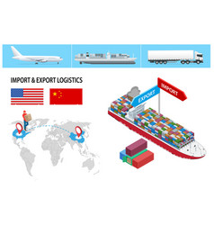 Isometric Logistic Systems Container Ship And Dry