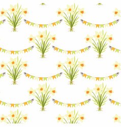 Seamless Pattern With A Bouquet Of Daffodils