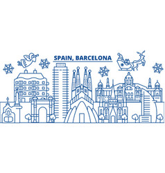 Spain Barcelona Winter City Skyline Merry