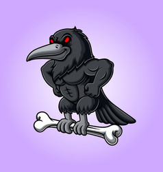 Angry Crow Carrying Bone