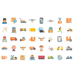 Fast Shipping Icons Set Flat Business