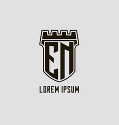 Monogram En With Shield Fortress Logo Design Style