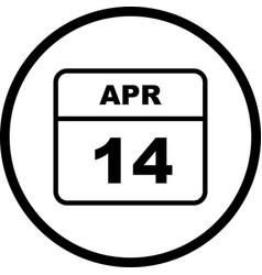 April 14th Date On A Single Day Calendar