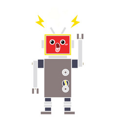 Flat Color Retro Cartoon Robot Malfunction