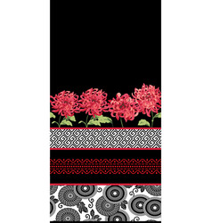 Asian Graphic Border Designs With Red Mums