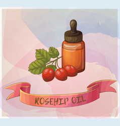 Rosehip Oil And Berries In Bottle