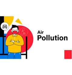 Air Pollution Man Wearing Mask Bauhaus Style Retro