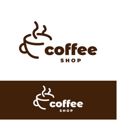 Coffee Shop Line Logo Design Inspiration Template