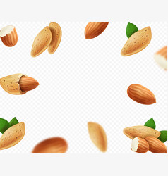 Almond Nuts On Background Flying