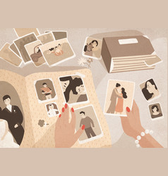 Woman S Hands Holding Old Photographs Sorting