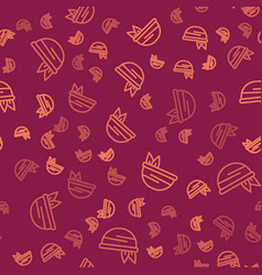 Brown Line Bandana Icon Isolated Seamless Pattern