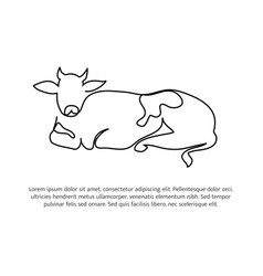 Cow Line Design Simple Animal Silhouette