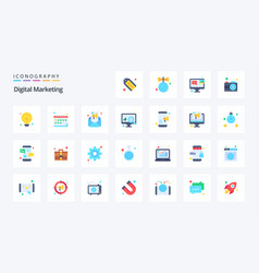 25 Digital Marketing Flat Color Icon Pack