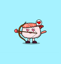 Cute Cartoon Mascot Romantic Cupid Sushi Shrimp